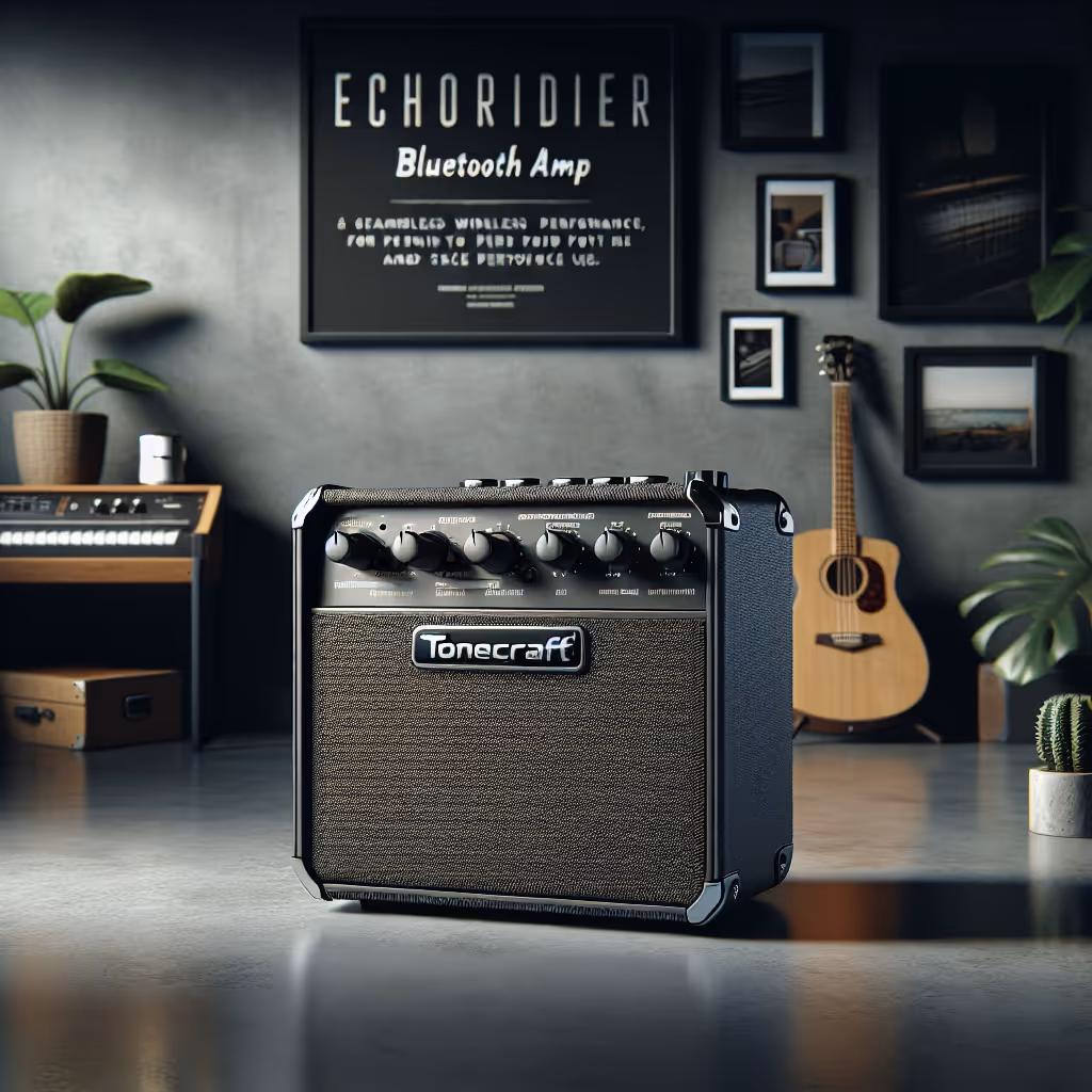 The ToneCraft EchoRider Bluetooth Amp is a compact, powerful amplifier with Bluetooth connectivity for seamless wireless performance, ideal for both home and stage use.