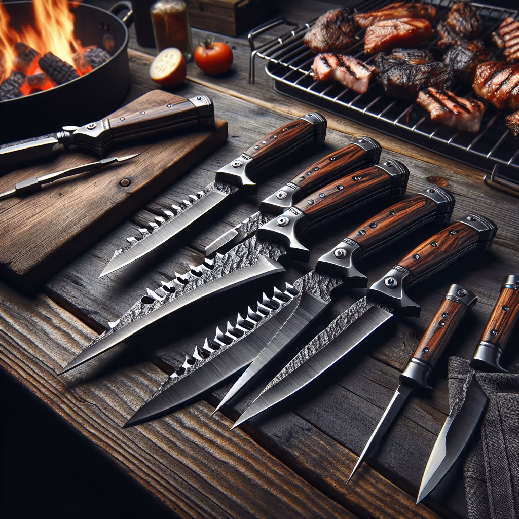 A rugged, heavy-duty multi-knife set designed for precision barbecue and grilling, ideal for the grill master who demands the best.