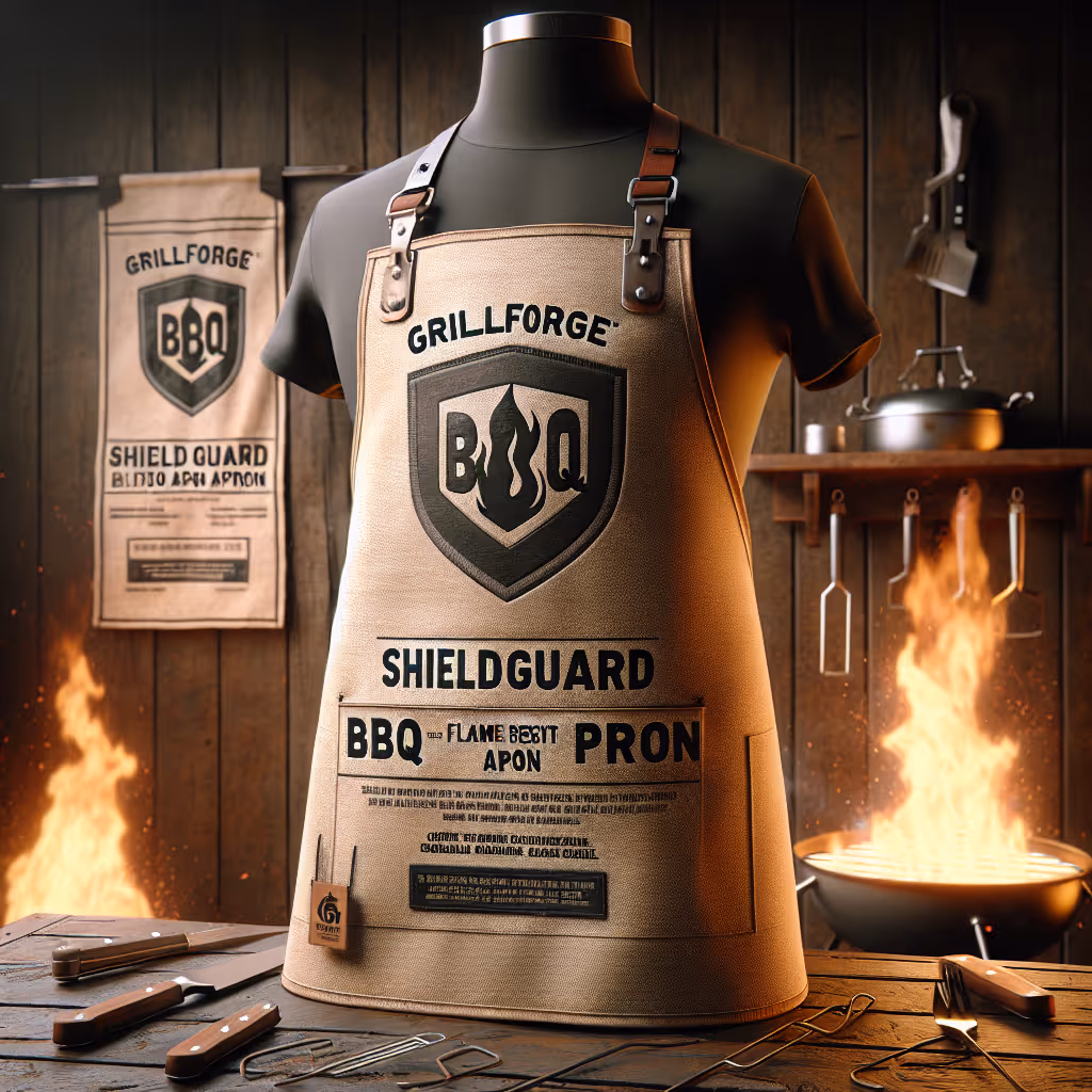 The GrillForge ShieldGuard BBQ Apron is a durable, flame-resistant apron providing ultimate protection during intense grilling sessions.