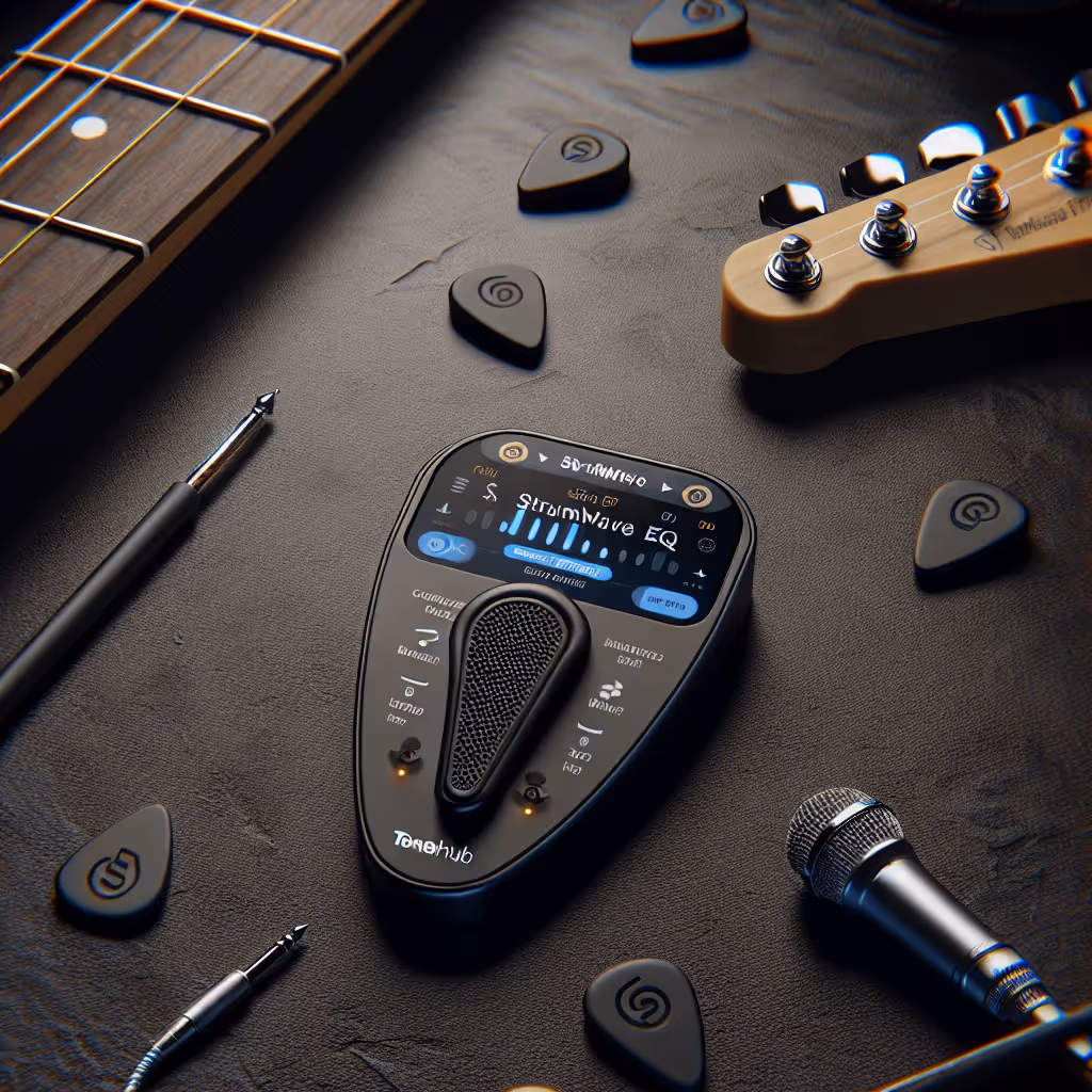 The StrumWave EQ Smart Guitar Pick connects via Bluetooth to your music app, offering real-time sound modulation and smart learning features for players of all levels.