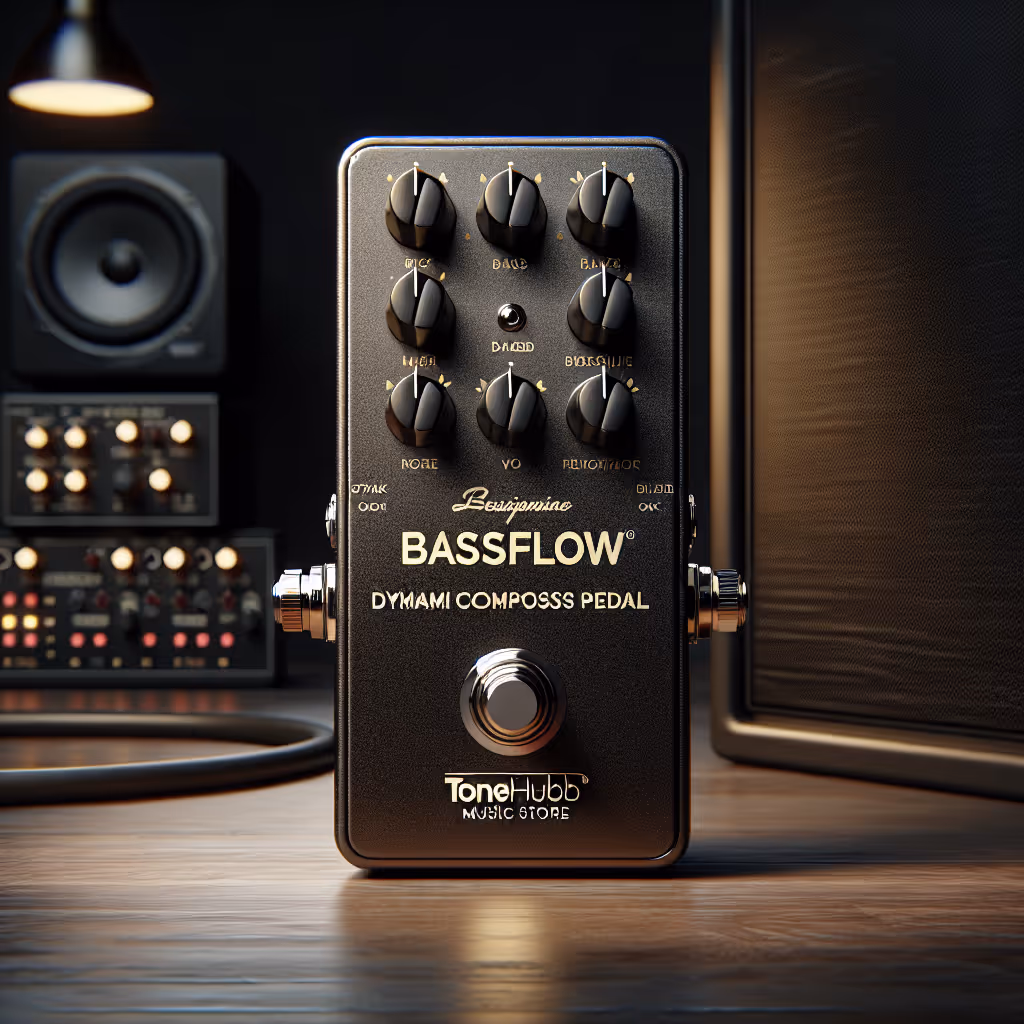 The BassFlow Dynamic Compressor Pedal is an essential tool for bass players seeking consistent sound and enhanced tonal clarity in performances and recordings.