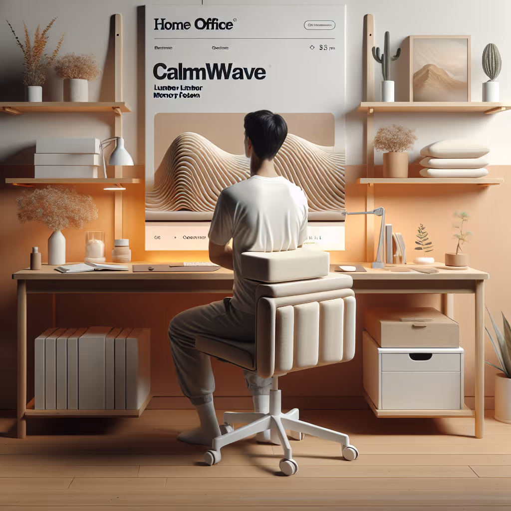 The CalmWave Lumbar Memory Foam Cushion is designed to provide optimal support and comfort during work hours, helping you maintain healthy posture effortlessly.