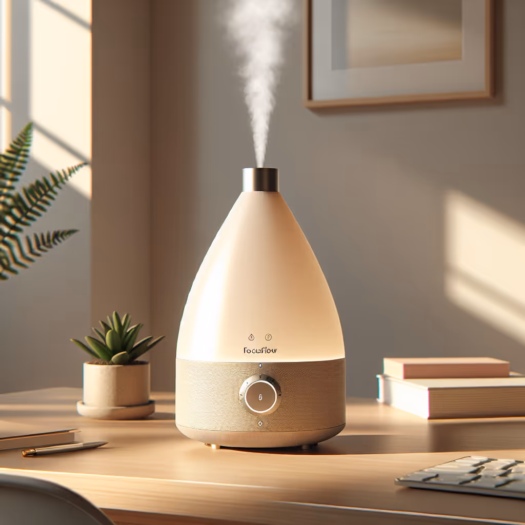 The FocusFlow Aromatherapy Diffuser combines calming scents with ambient lighting, designed to enhance focus and reduce stress in your home office environment.