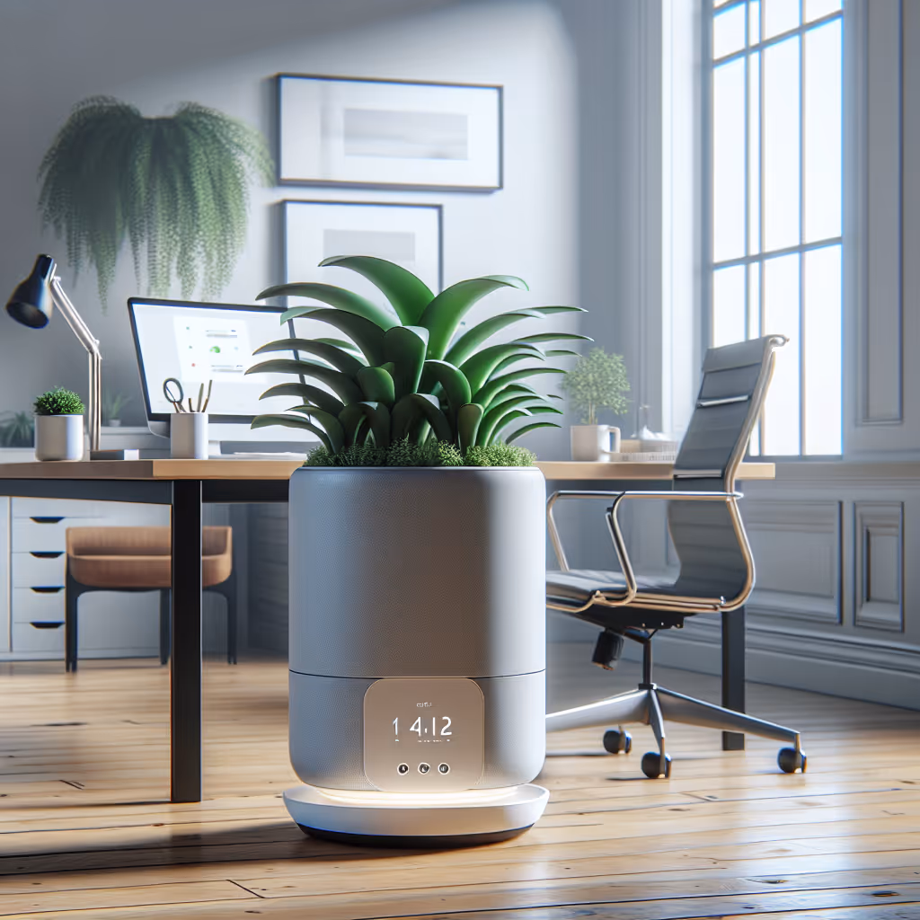 The ZenDesk Plant Oasis is a self-watering mini plant system designed for home offices, promoting tranquility and air purification.