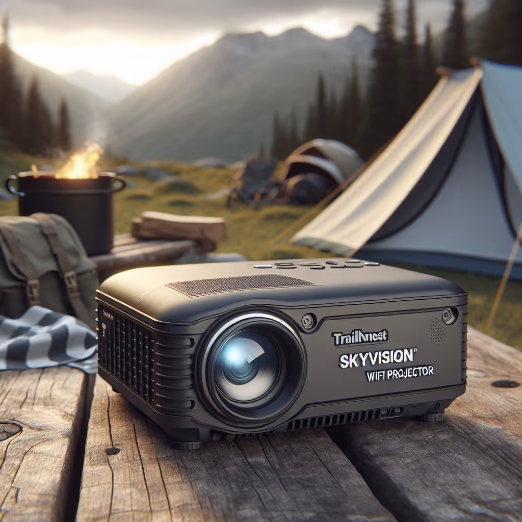 Introducing the TrailNest SkyVision WiFi Projector, the ultimate portable cinema experience for outdoor enthusiasts.