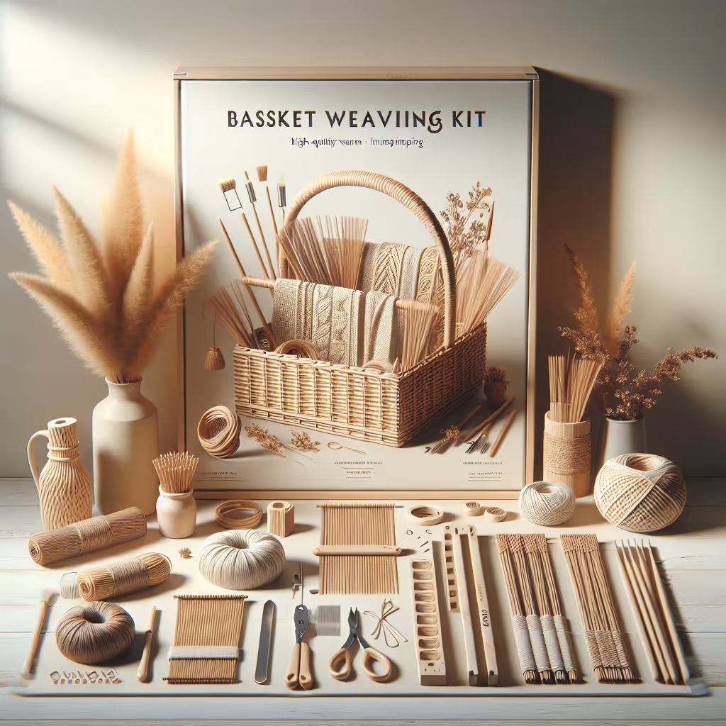 An all-in-one basket weaving kit featuring high-quality reeds, instructions, and tools for crafting beautiful, functional baskets.