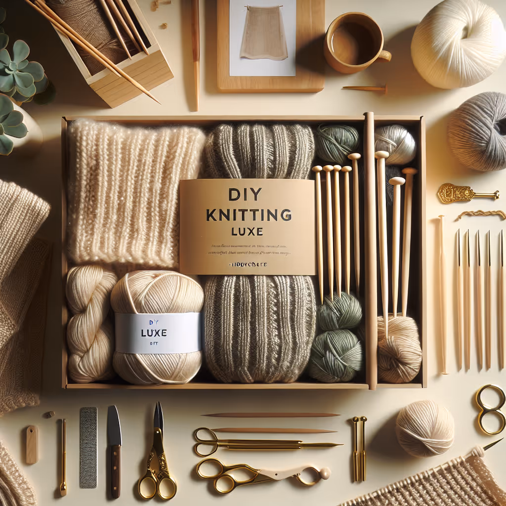 The DIY Knitting Luxe Kit offers a cozy knitting experience for enthusiasts, featuring premium yarns, needles, and an instructional guide. Perfect for creating stylish, personalized accessories.