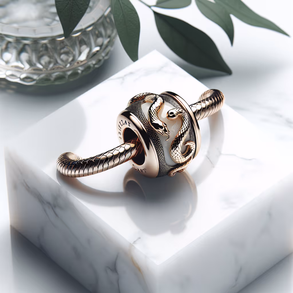 The EleganceCraft Snakestone Charm is a beautifully crafted charm that combines luxury with personalization, perfect for adding a touch of elegance to any jewelry piece.