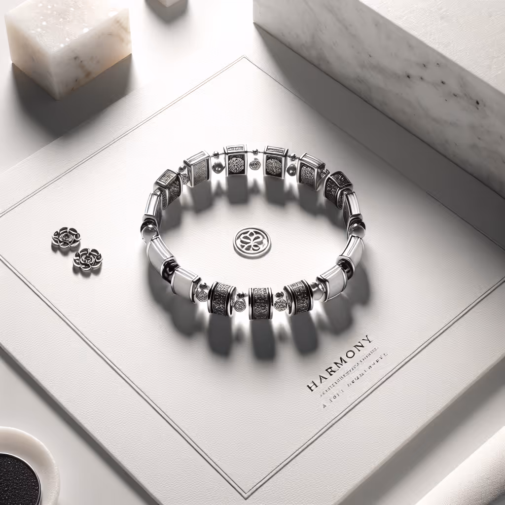 The Serenita Harmony Bracelet brings tranquility and elegance to your accessory collection with customizable links and timeless charm.