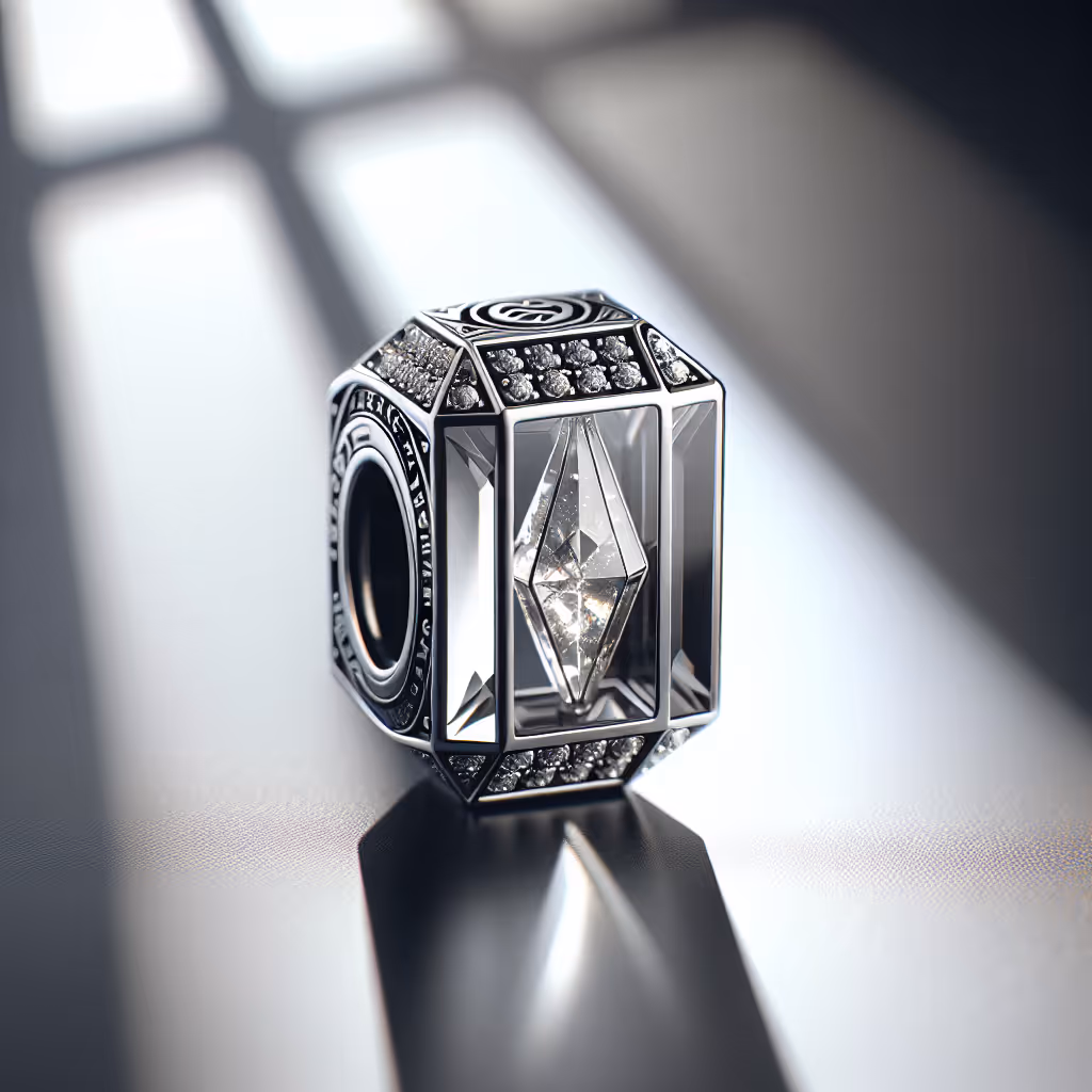 The EleganceCraft Radiant Crystal Geometry Charm adds a touch of luxury and brilliance to any customizable bracelet with its sparkling design.