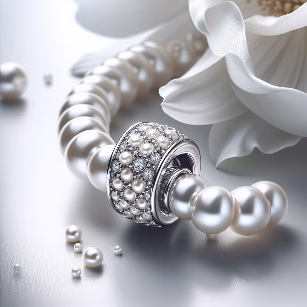 The EleganceCraft Harmony Pearl Pave Charm adds a touch of sophisticated elegance to any charm bracelet, featuring genuine pearls set in a sparkling pave design.