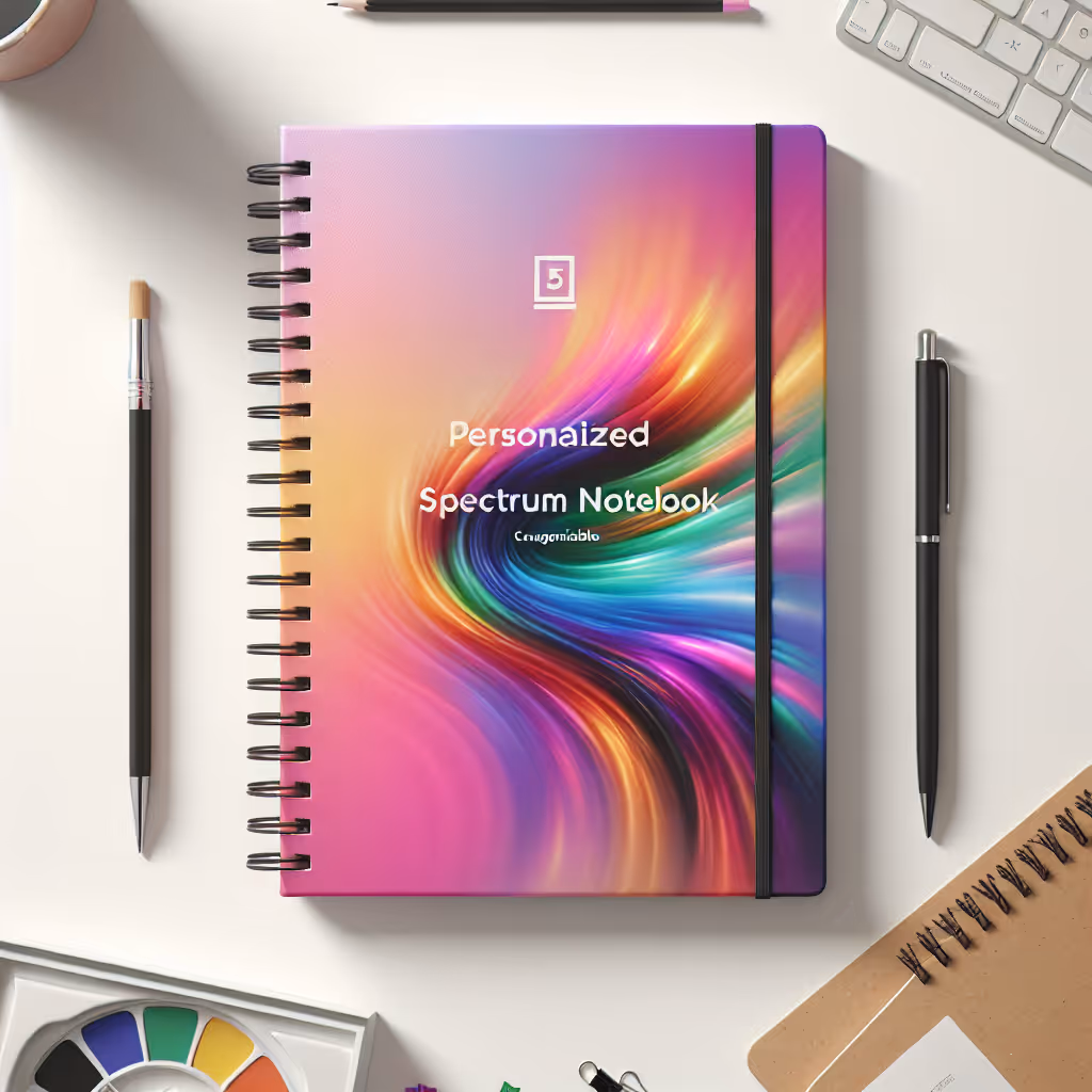 Customize your workspace with the Personalized Spectrum Notebook, a vibrant and creative A5-size notebook that allows you to add a personal touch to every page.