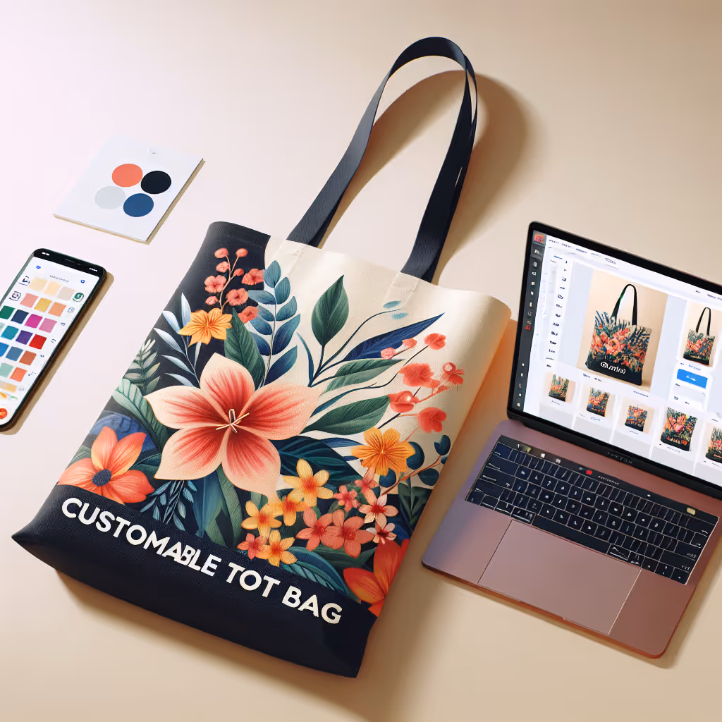 The Floral Fusion Customizable Tote Bag lets you express your style with vibrant floral designs that you can personalize for any occasion.