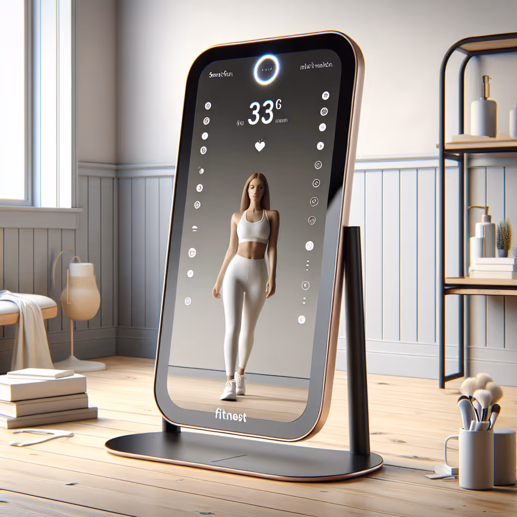 The FitNest SmartSun Adjustable Fitness Mirror is a compact and interactive virtual trainer for personalized home workouts.