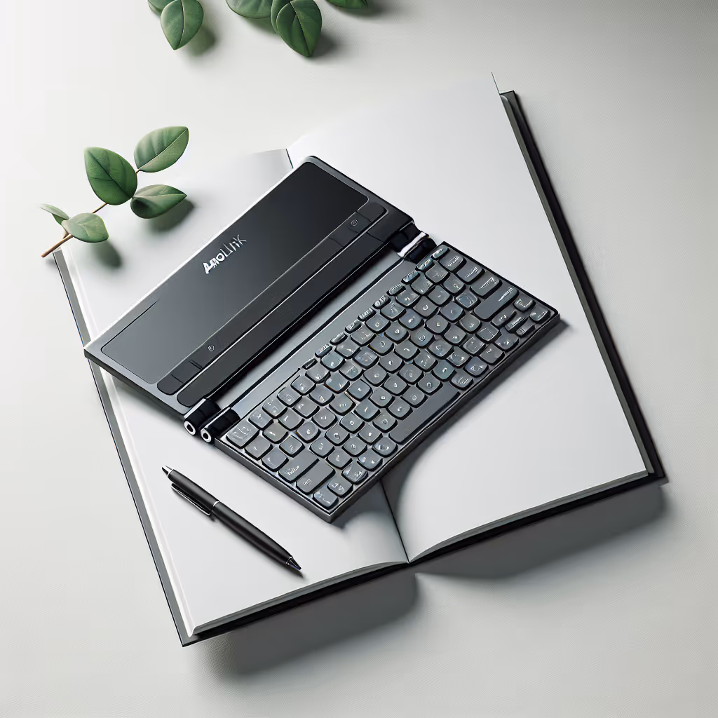 The AeroLink Foldable Bluetooth Keyboard pairs efficiency with portability, perfect for tech-savvy professionals on the move.