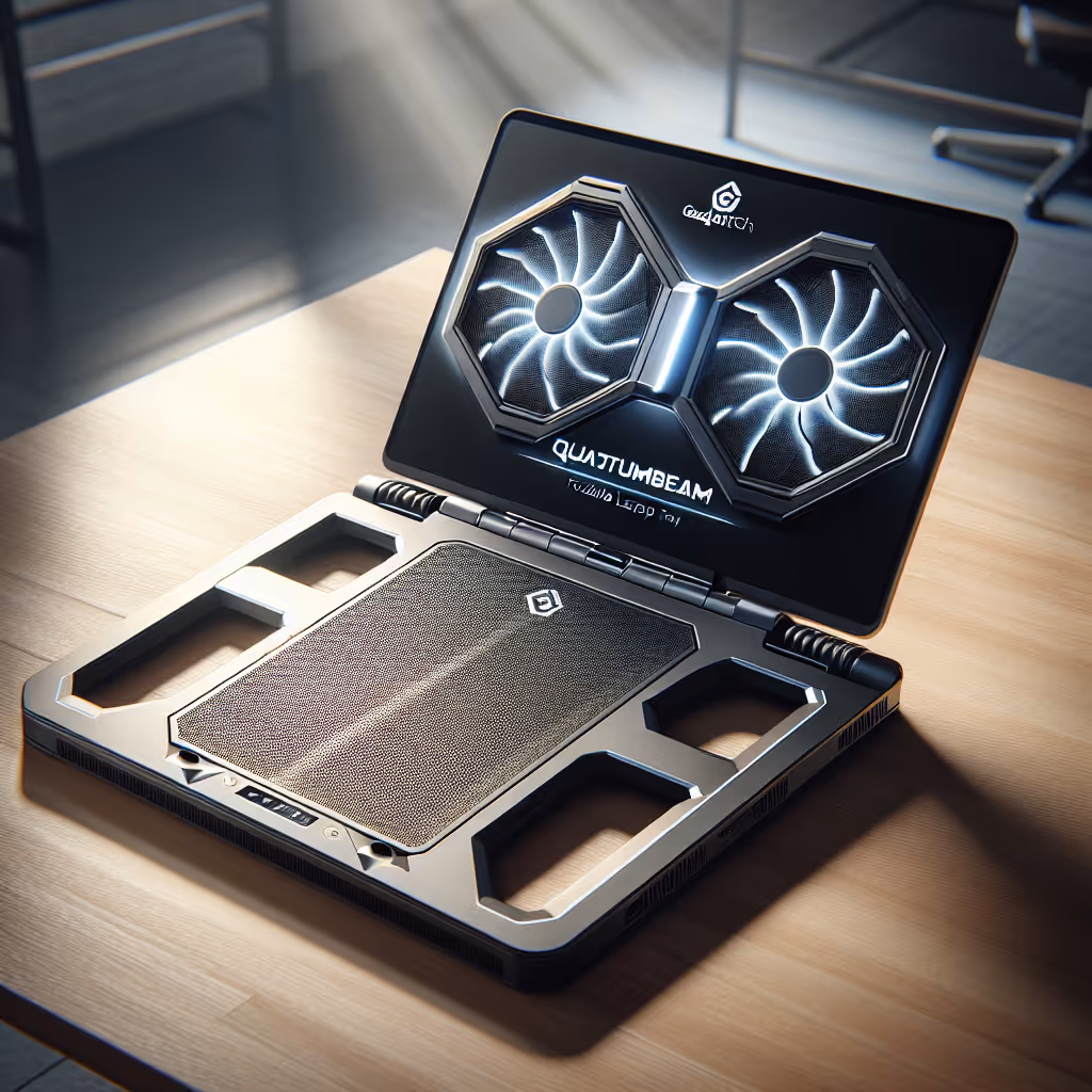 The GadgetTech QuantumBeam Foldable Laptop Tray is the ultimate solution for comfortable and efficient remote work. Enjoy adjustable height and angle settings, built-in cooling fans, and a sleek foldable design.