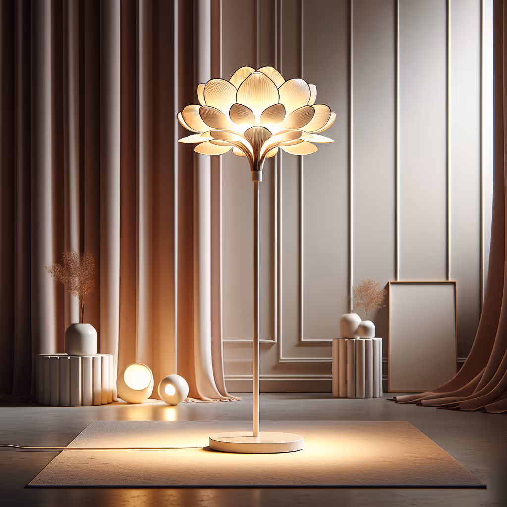 Transform any space with the IlluminaLiving FloraLight, an elegant floor lamp designed to bring both warmth and style to your home with its unique flower-shaped LED design.