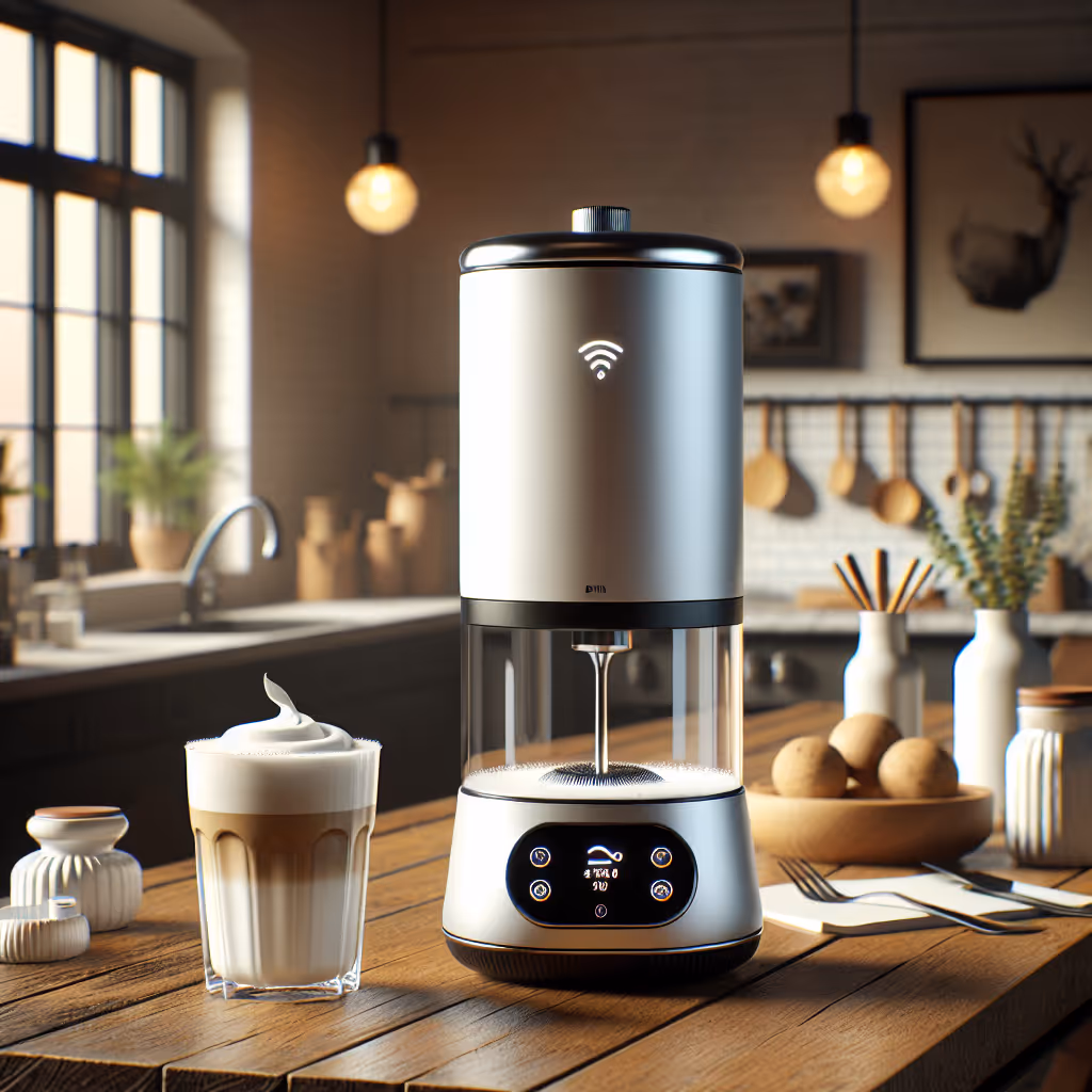 The LatteSmart Frother is an innovative, Bluetooth-enabled milk frother that allows you to create café-quality lattes and cappuccinos at home with ease.